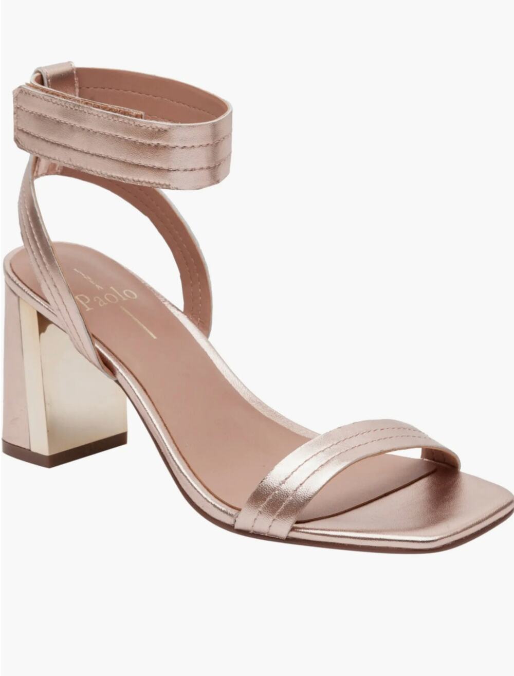 Linea Paolo Eden Heels 6.5 NWOT Sandals Gold Bronze Metallic Block Heel